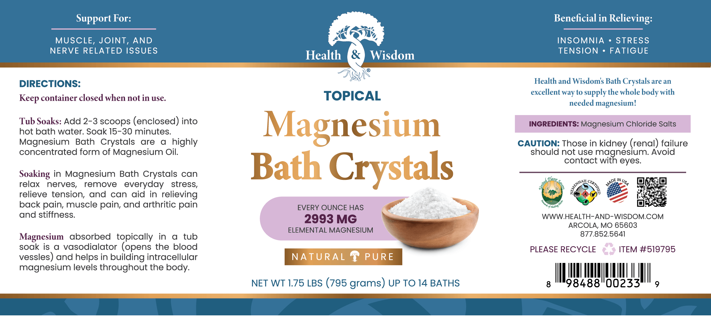 Magnesium Bath Crystals 1.75 LBS